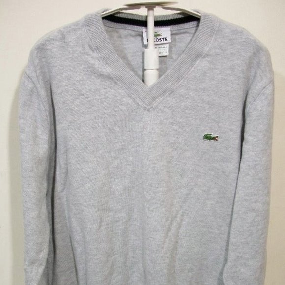 Lacoste F578 Grey Vneck Mens Sweater 